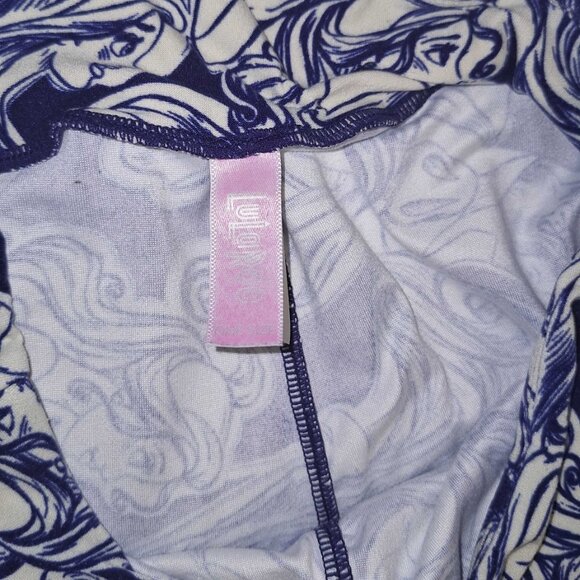 LuLaRoe Leggings One Size Disney Princess Sketch Print Navy Cream Buttery Soft - Picture 4 of 4